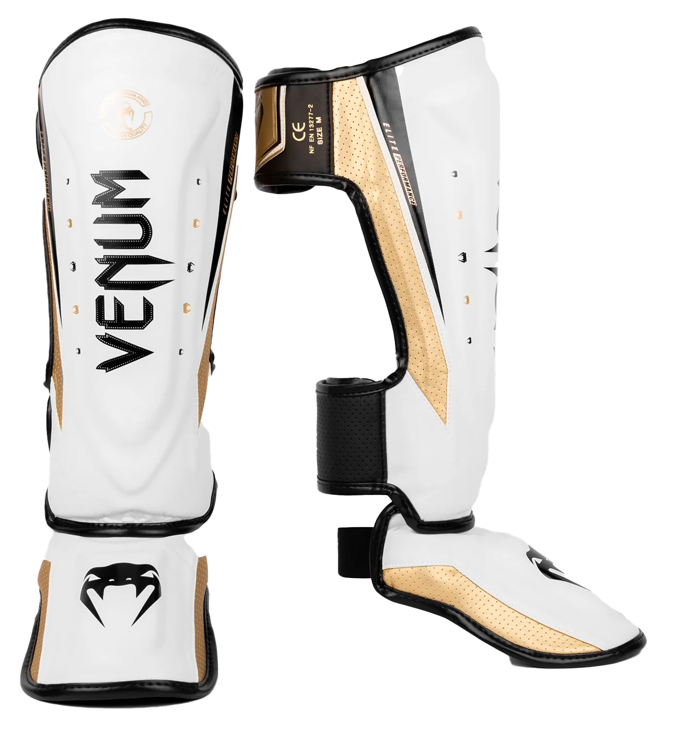 Venum Elite Evo Shinguards - White/Gold